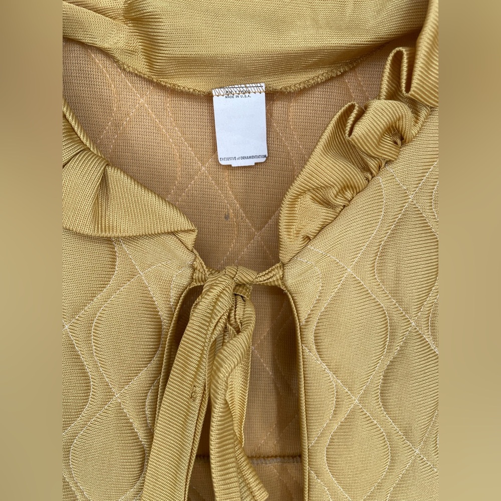 Vintage Gold Quilted Lounge Set Maxi Bed Jacket & Slinky Pants - Picture 8 of 17